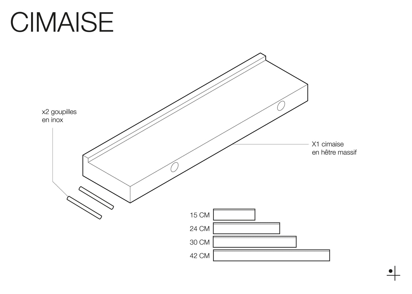 Cimaise en bois pour Pegboard et présentoir pour livre