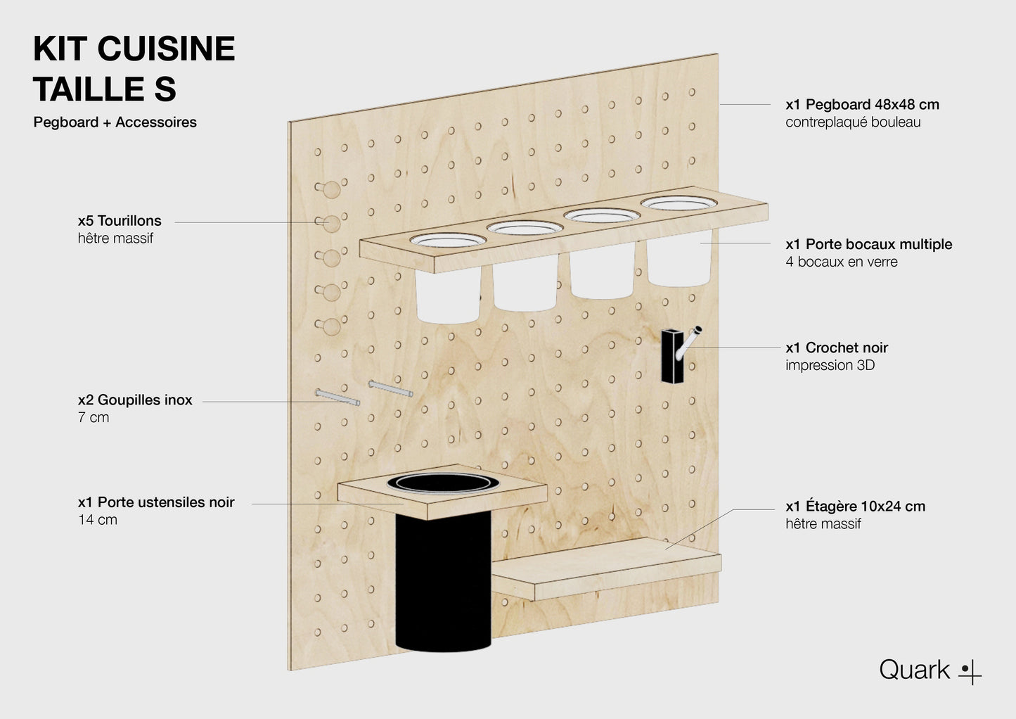 Pegboard Perforated Panel Kit + Office Accessories