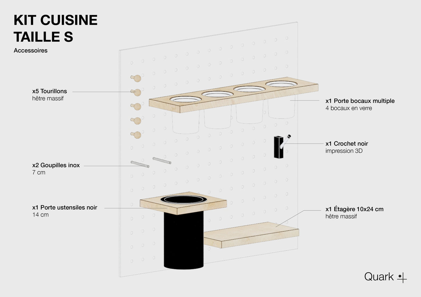 Pegboard Perforated Panel Kit + Office Accessories