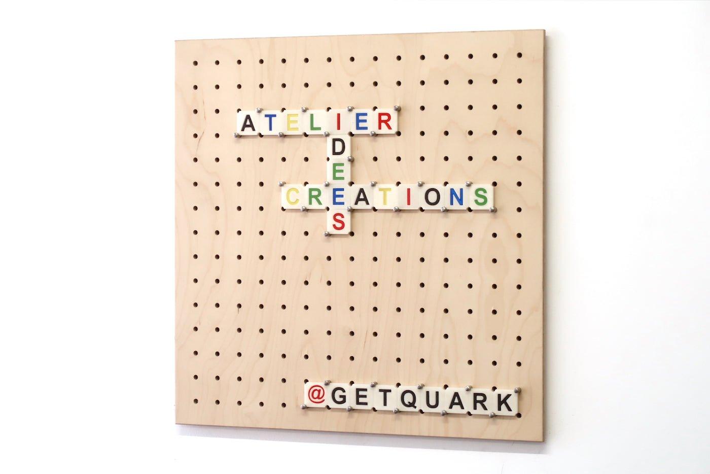 Lettres en impression 3D pour Pegboard - Quark