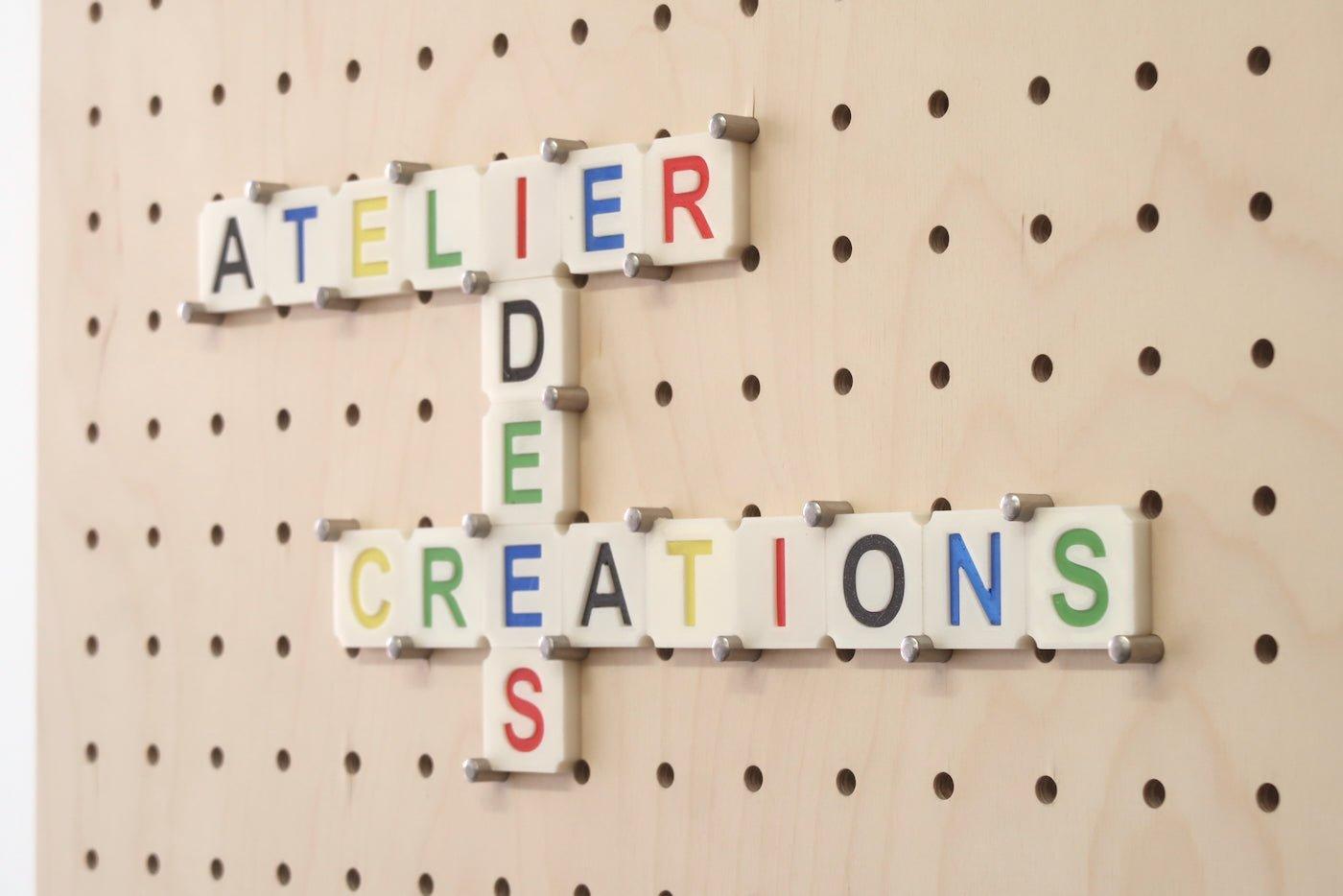 Lettres en impression 3D pour Pegboard - Quark