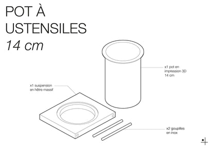 Pot à ustensiles pour Pegboard - Rangement créatif pour la cuisine - Quark