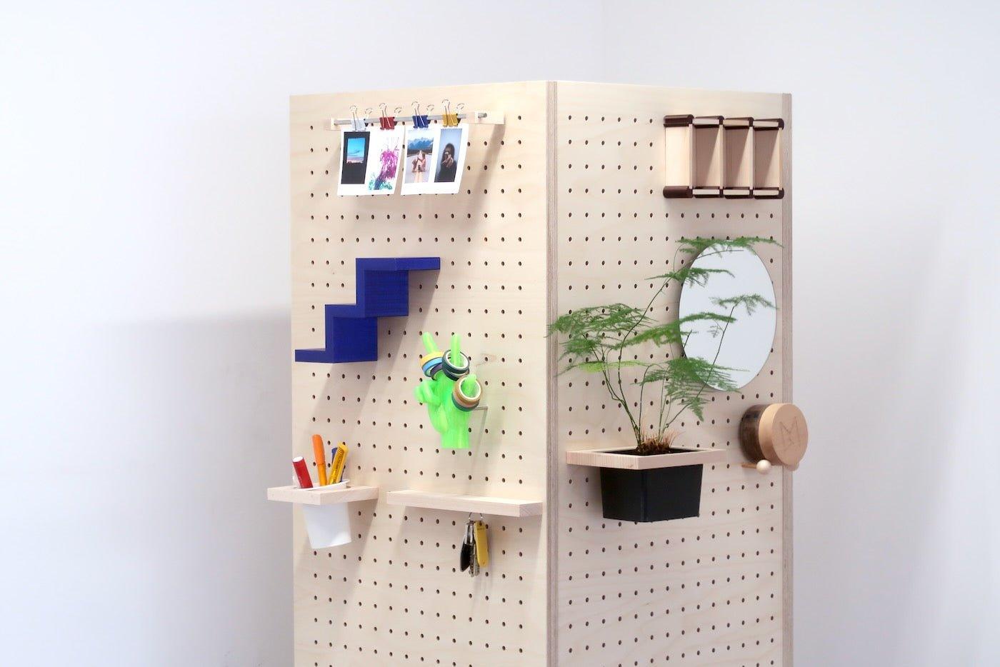 Tour de rangement perforée - Pegboard casier de rangement sur roulettes - Quark