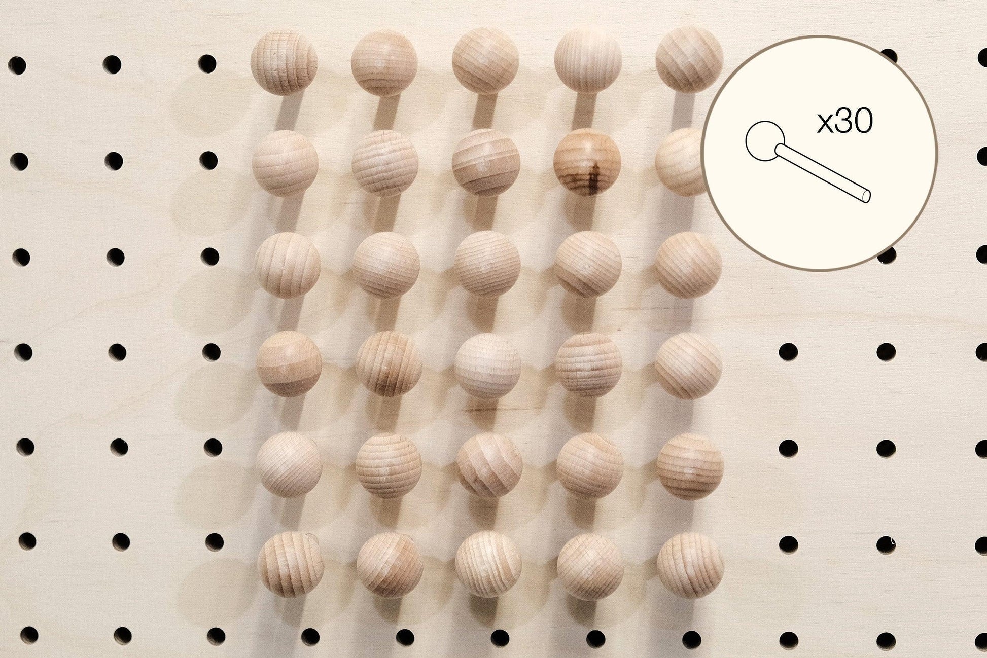 Tourillons en bois pour Pegboard avec billes en bois tournées - Quark